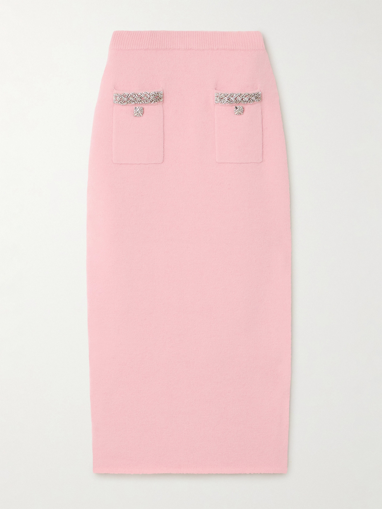 Self-portrait Knit Midi Skirt In Pink