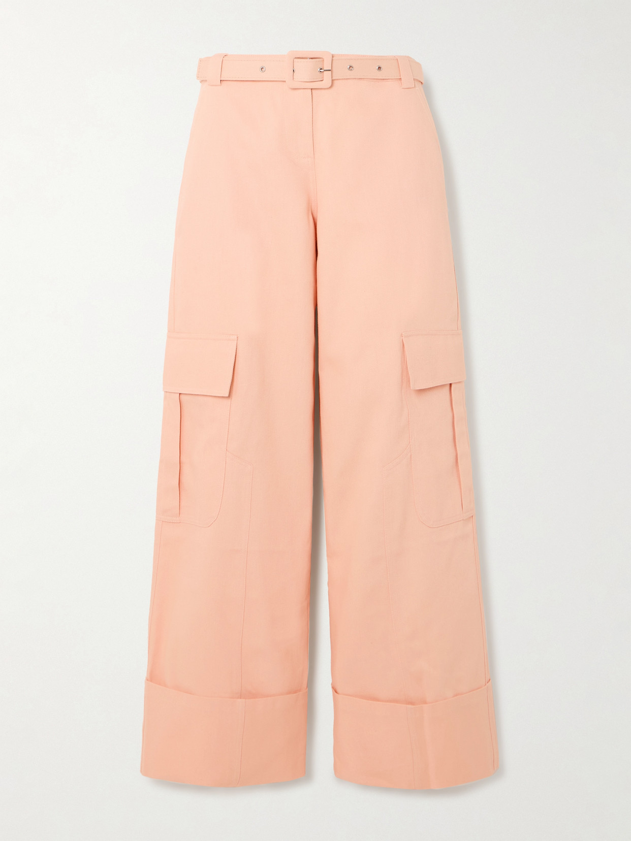 Siedres Leto Belted Cotton-twill Wide-leg Cargo Trousers In Pink