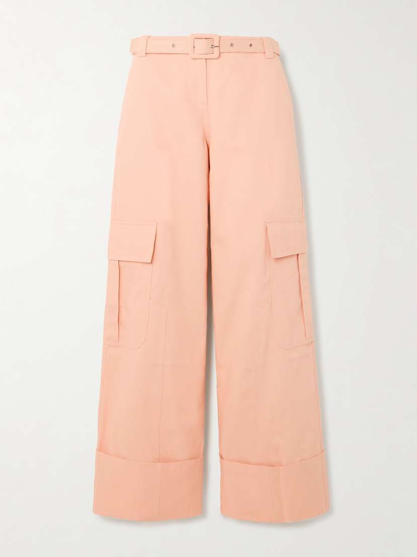 SIEDRÉS Leto Belted Cotton-twill Wide-leg Cargo Pants