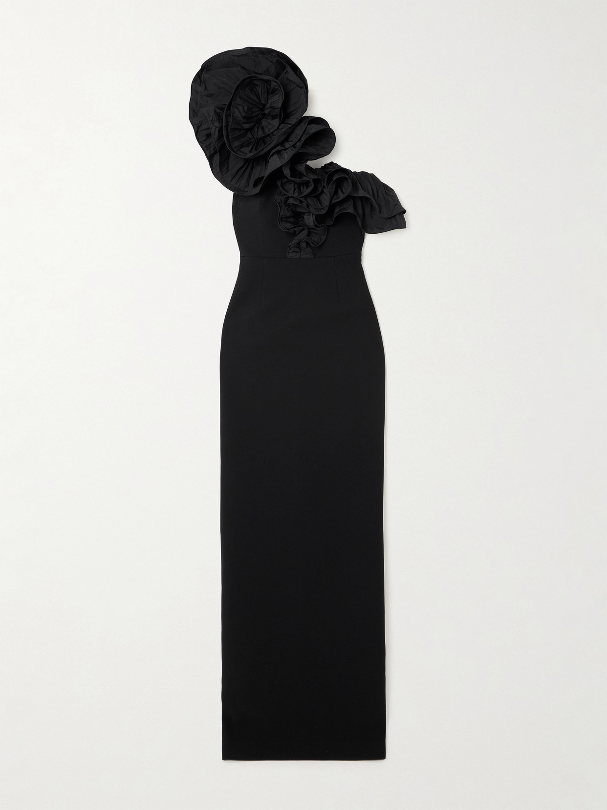 Rebecca Vallance Ella Ruffle One-shoulder Evening Gown In Black