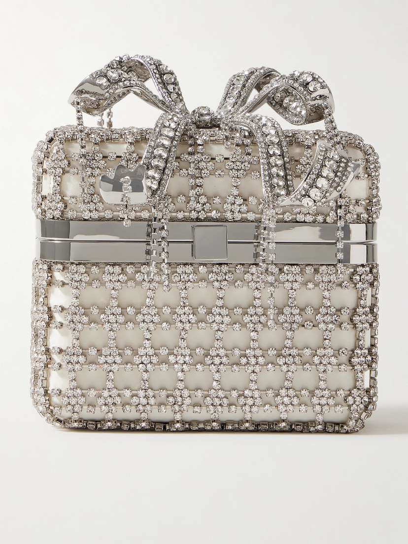 Self-Portrait Crystal-embellished Satin Clutch