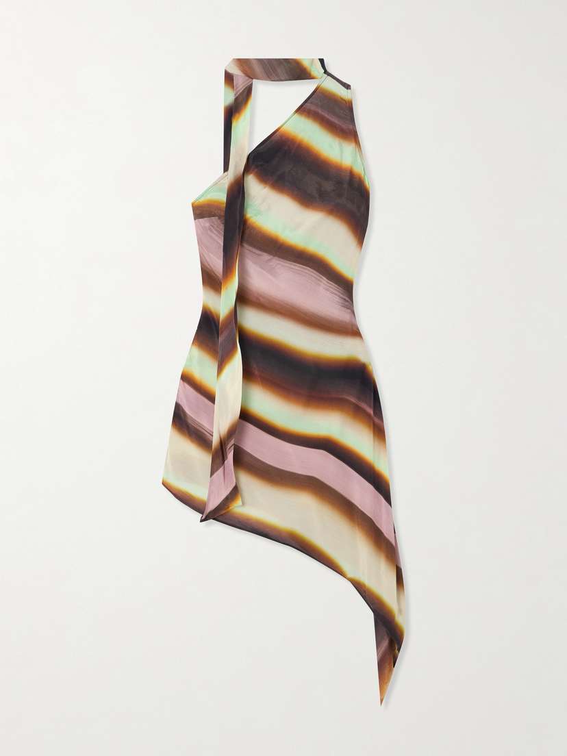 SIEDRÉS Dily Asymmetric Striped Cotton-blend Georgette Dress - EU 40