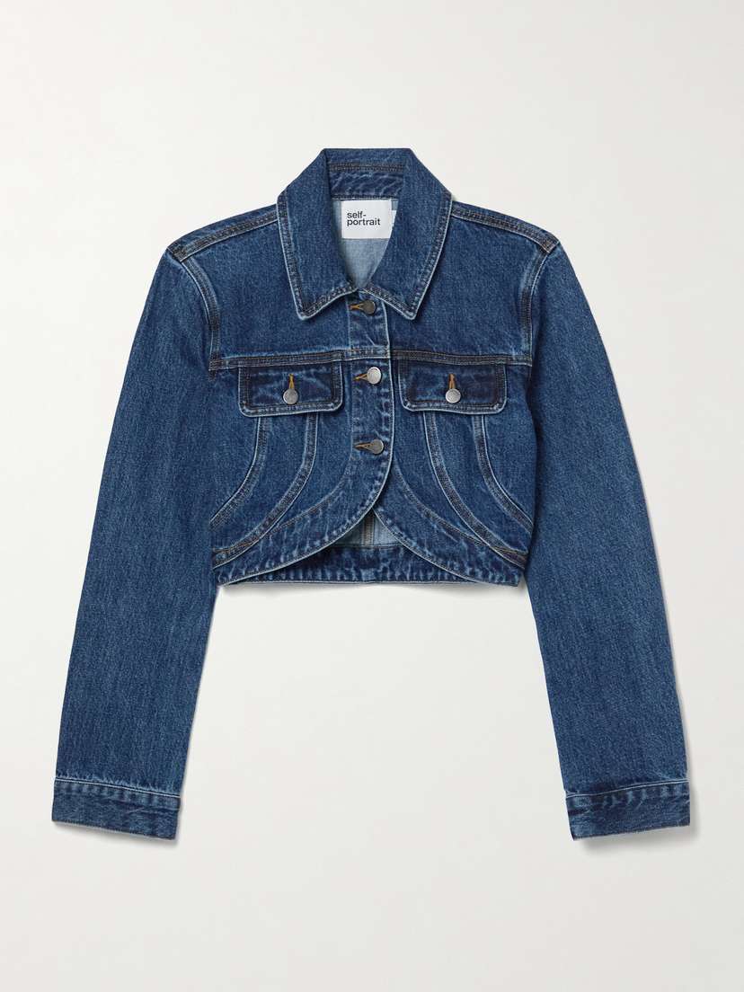Self-Portrait Cropped Denim Jacket