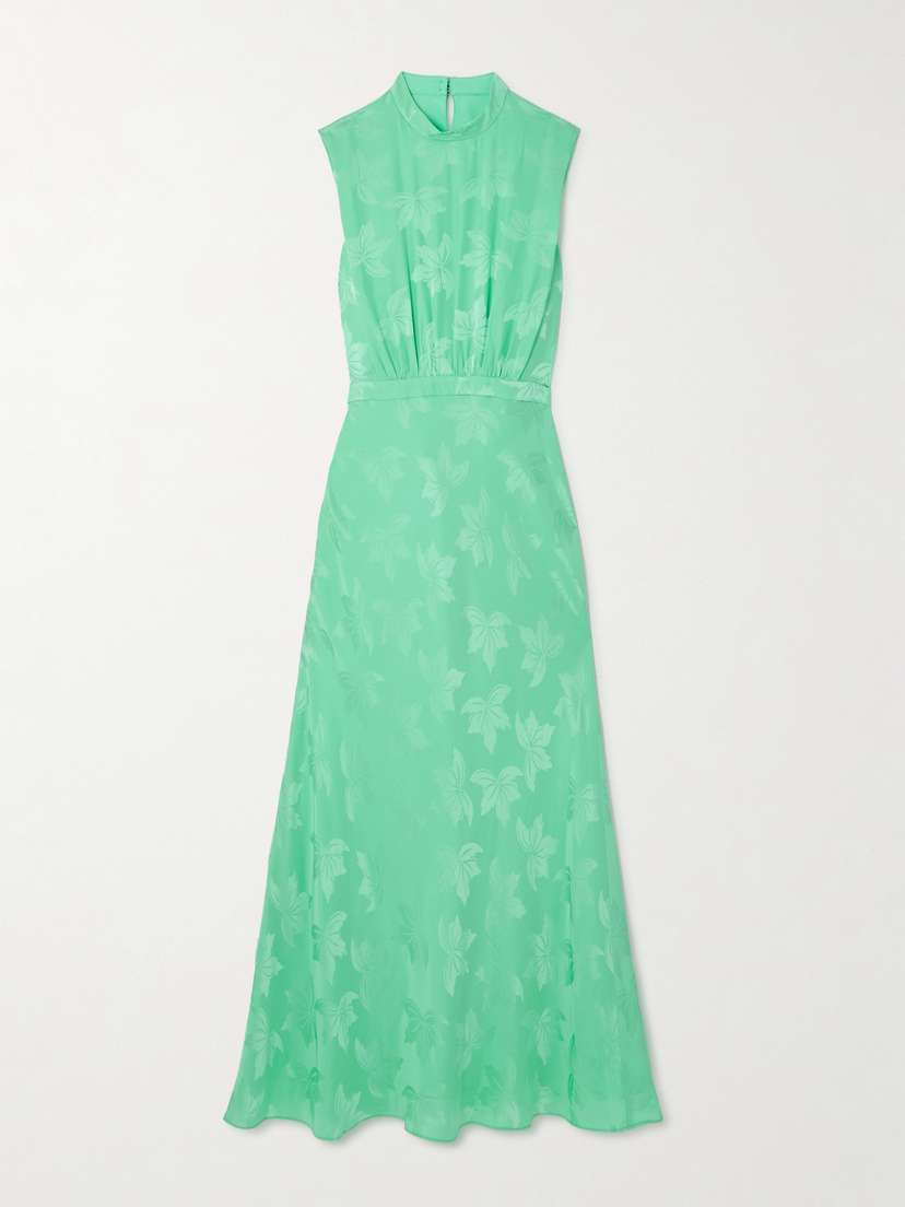 Saloni Fleur Silk-jacquard Midi Dress
