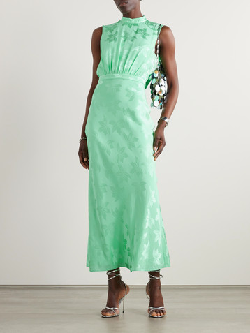 Saloni Fleur silk-jacquard midi dress