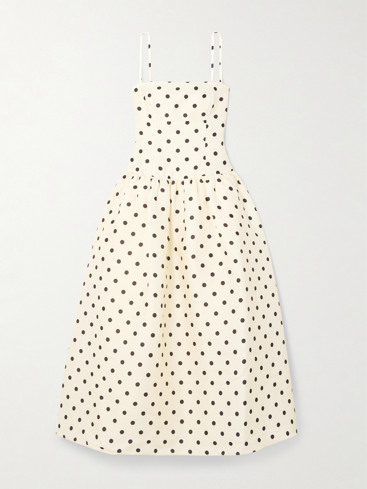 Self-portrait Cream Polka Dot Taffeta Midi Dress Cream In Cream