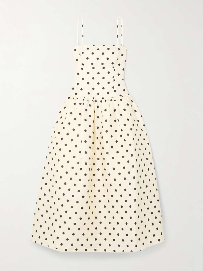 Self-Portrait Polka-dot Taffeta Midi Dress - UK 16