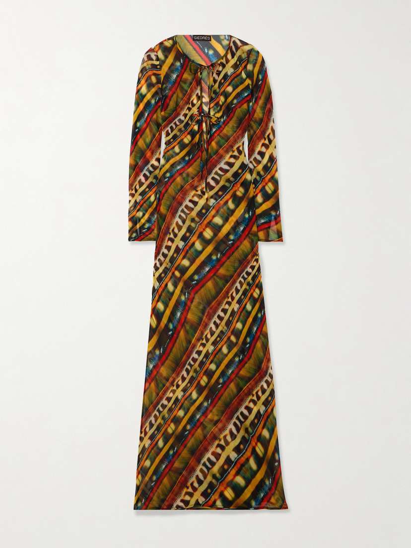 SIEDRÉS Magy Tie-detailed Printed Georgette Maxi Dress