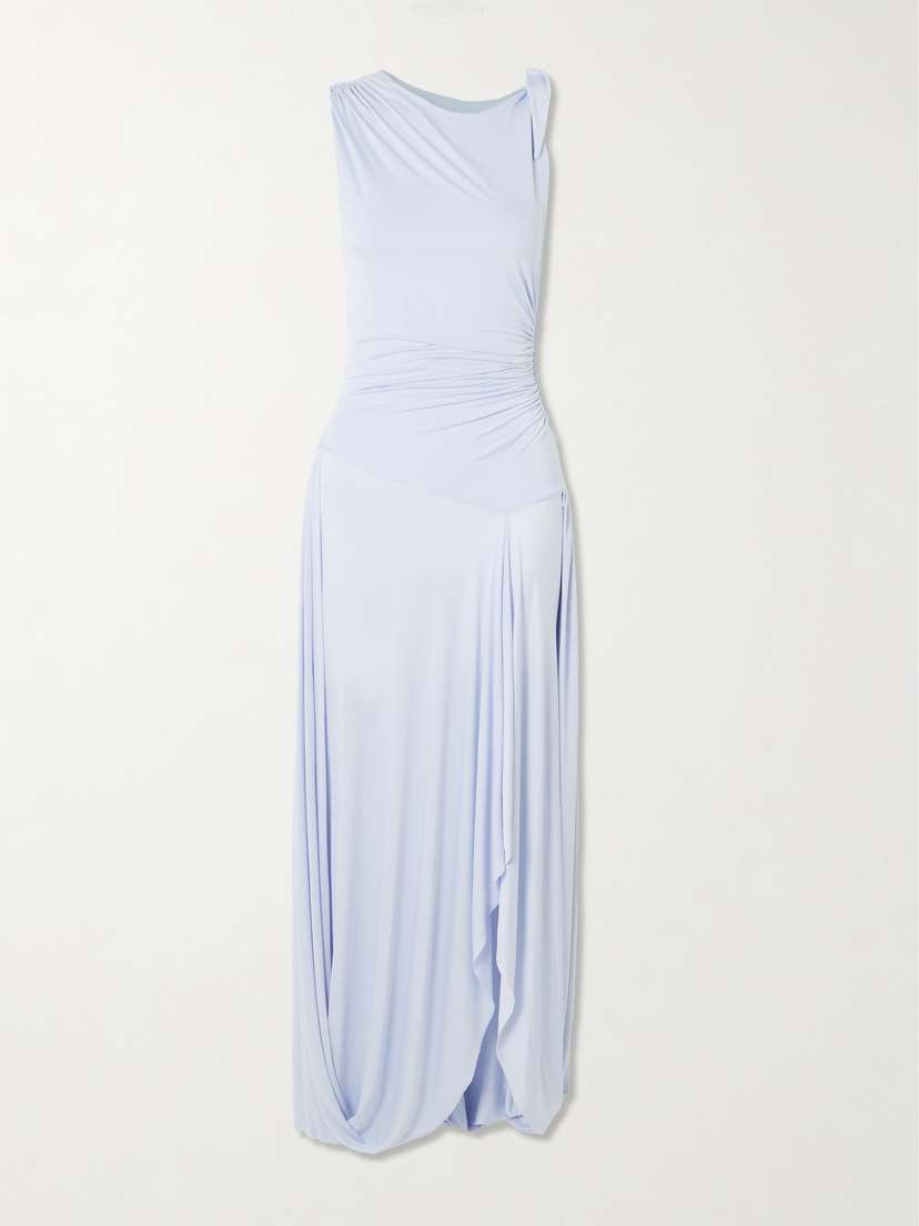 SIEDRÉS Draped Ruched Stretch Satin-jersey Maxi Dress