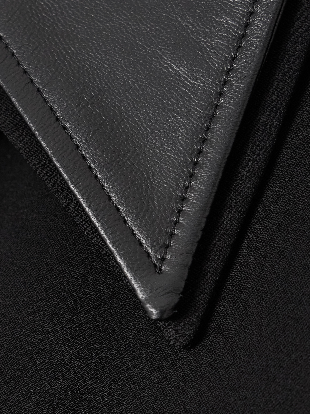 16arlington Dante Leather-trimmed Crepe Mini Dress In Black