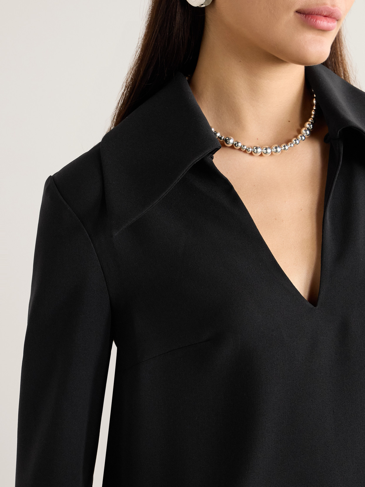 16arlington Dante Leather-trimmed Crepe Mini Dress In Black