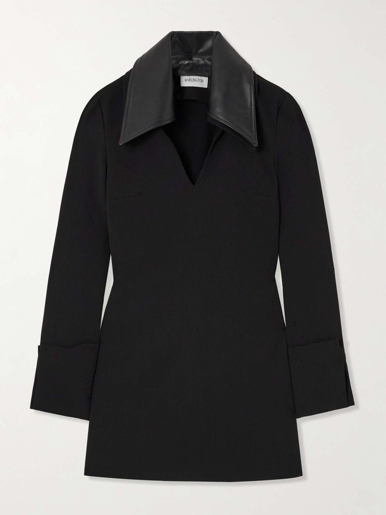 16arlington Dante Leather-trimmed Crepe Mini Dress In Black