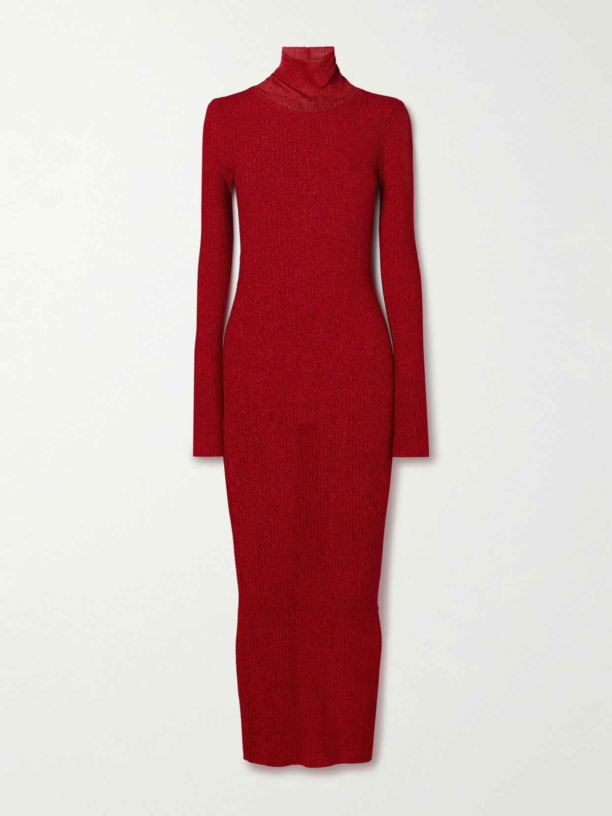 Isabel Marant Josita Metallic Ribbed-knit Turtleneck Maxi Dress In Red