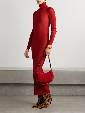 Isabel Marant Josita metallic ribbed-knit turtleneck maxi dress