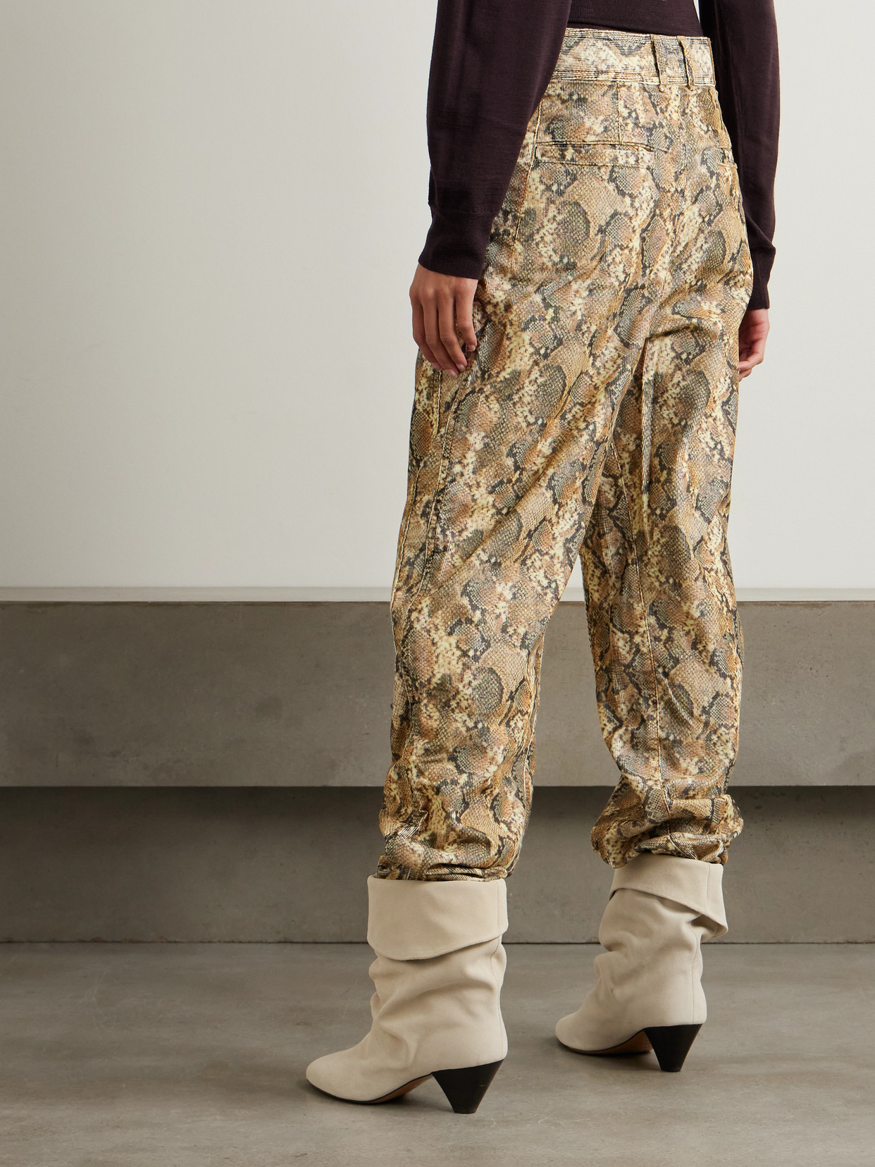 Isabel Marant Emmy Paneled Snake-print Cotton-blend Corduroy Wide-leg Pants In Animal Print