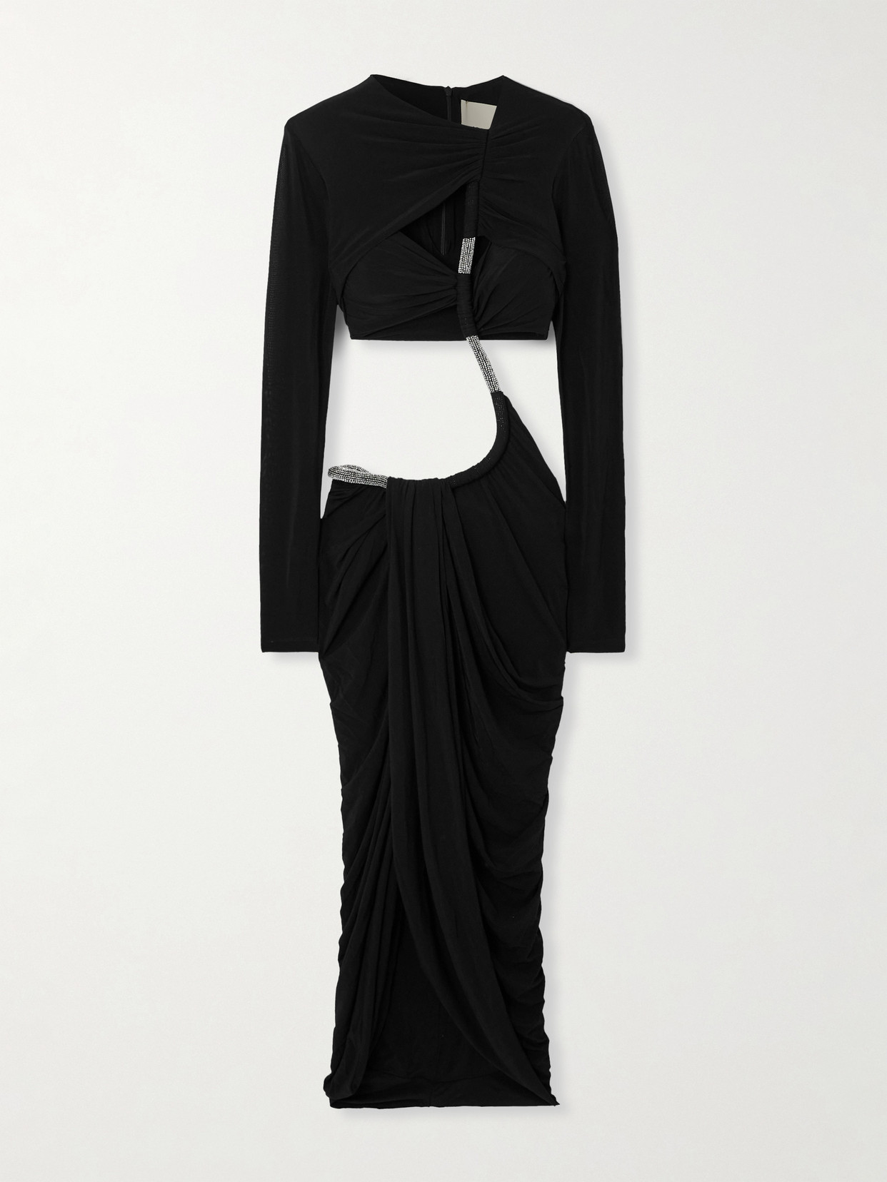 Isabel Marant - Bessie Cutout Crystal-embellished Ruched Jersey Midi Dress - Black