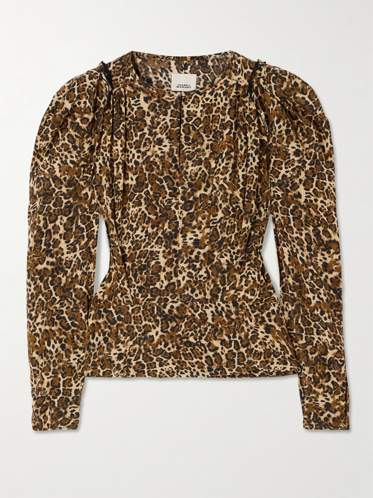 Isabel Marant Zarga Pleated Leopard-print Silk-blend Blouse In Animal Print