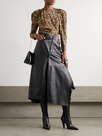 Isabel Marant Zarga pleated leopard-print silk-blend blouse