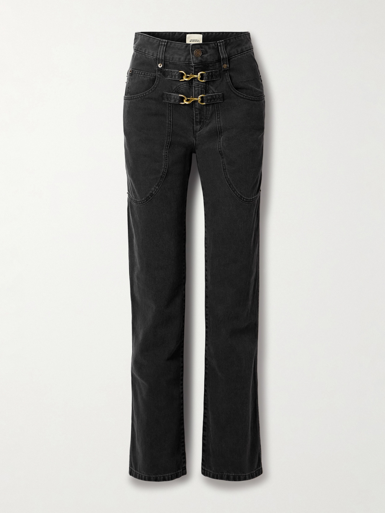 Isabel Marant - Brinley Embellished High-rise Straight-leg Jeans - Black