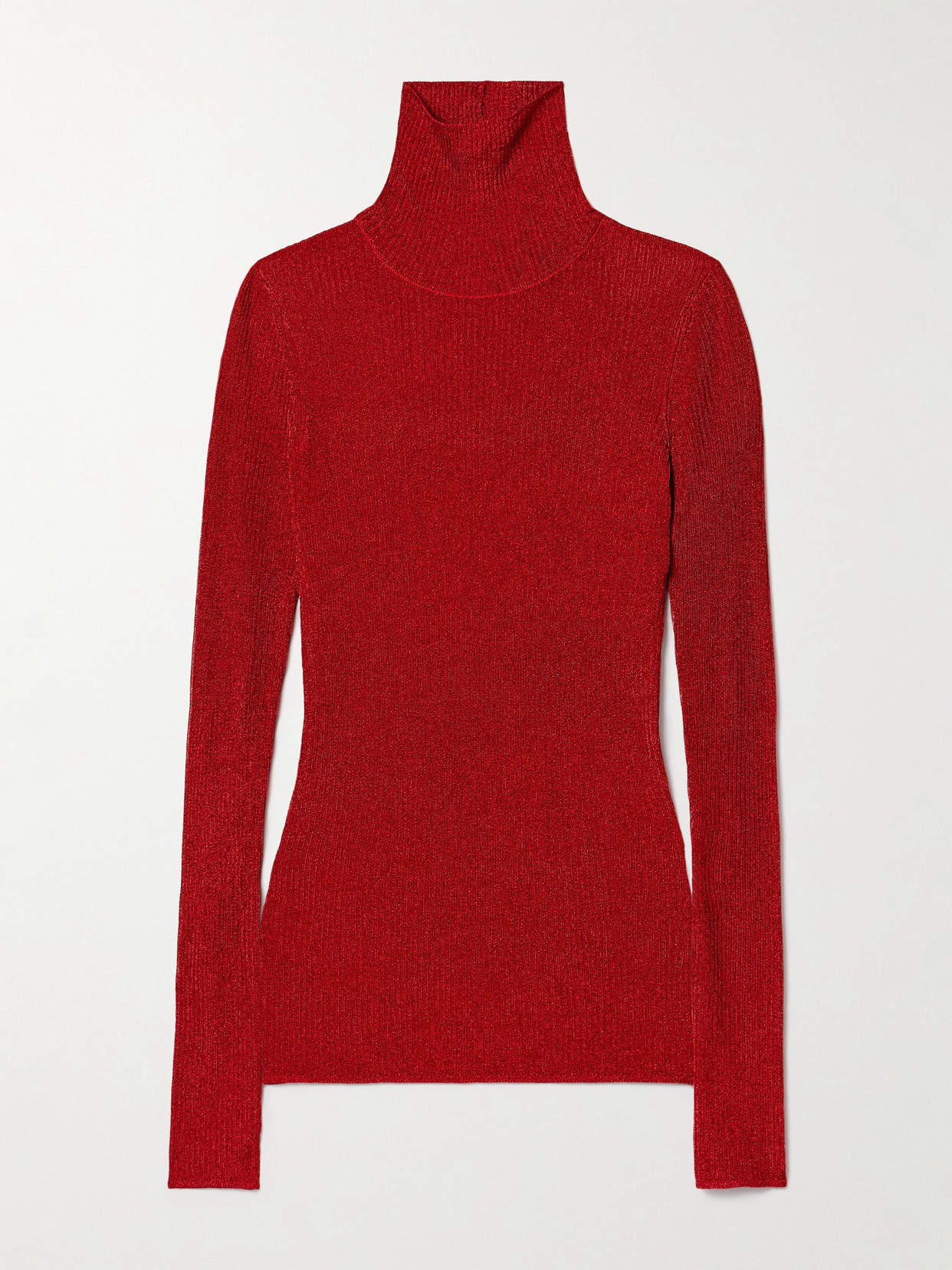 Isabel Marant Jaelis Metallic Ribbed-knit Turtleneck Sweater In Red