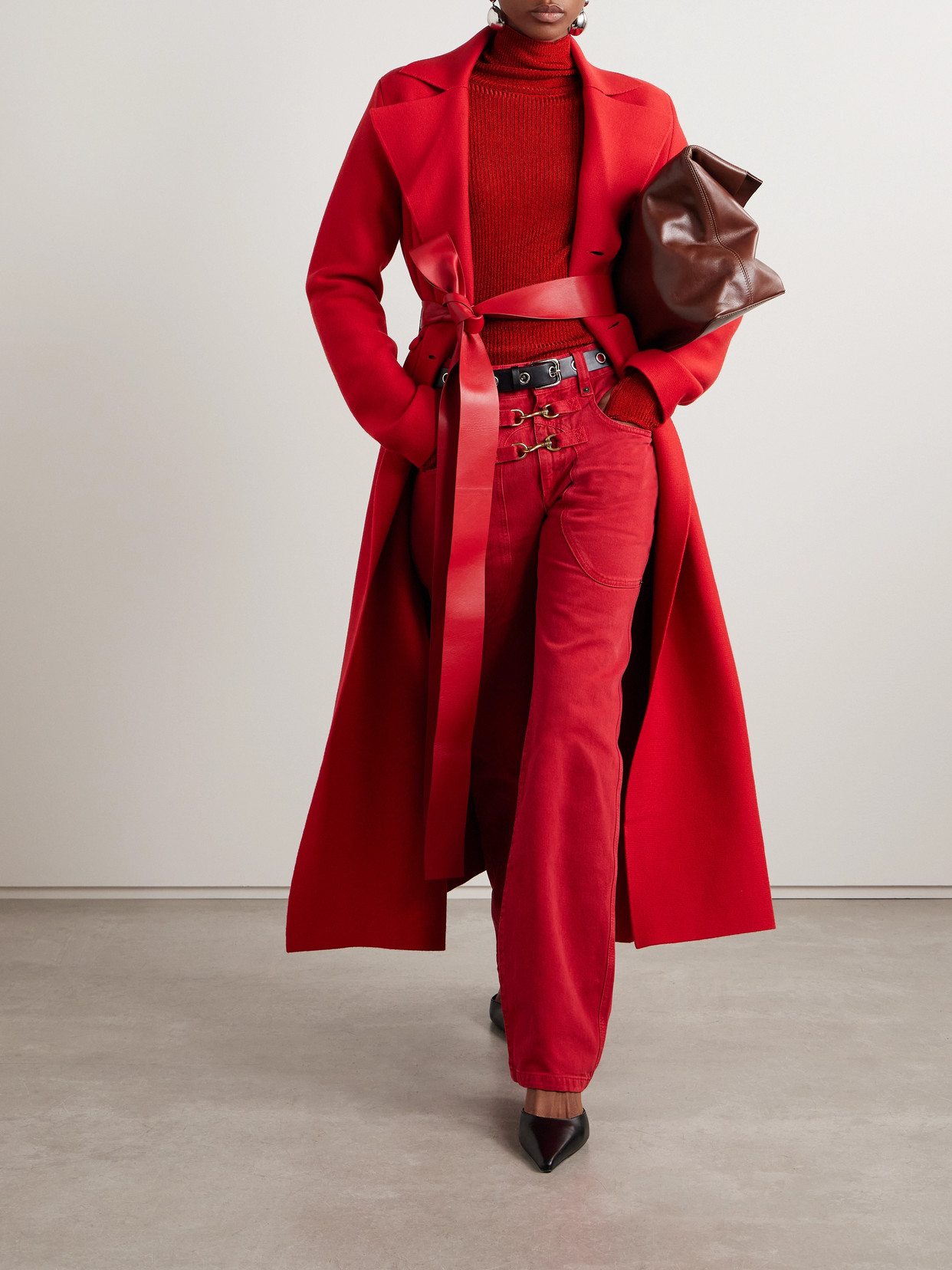 Isabel Marant Jaelis Metallic Ribbed-knit Turtleneck Sweater In Red