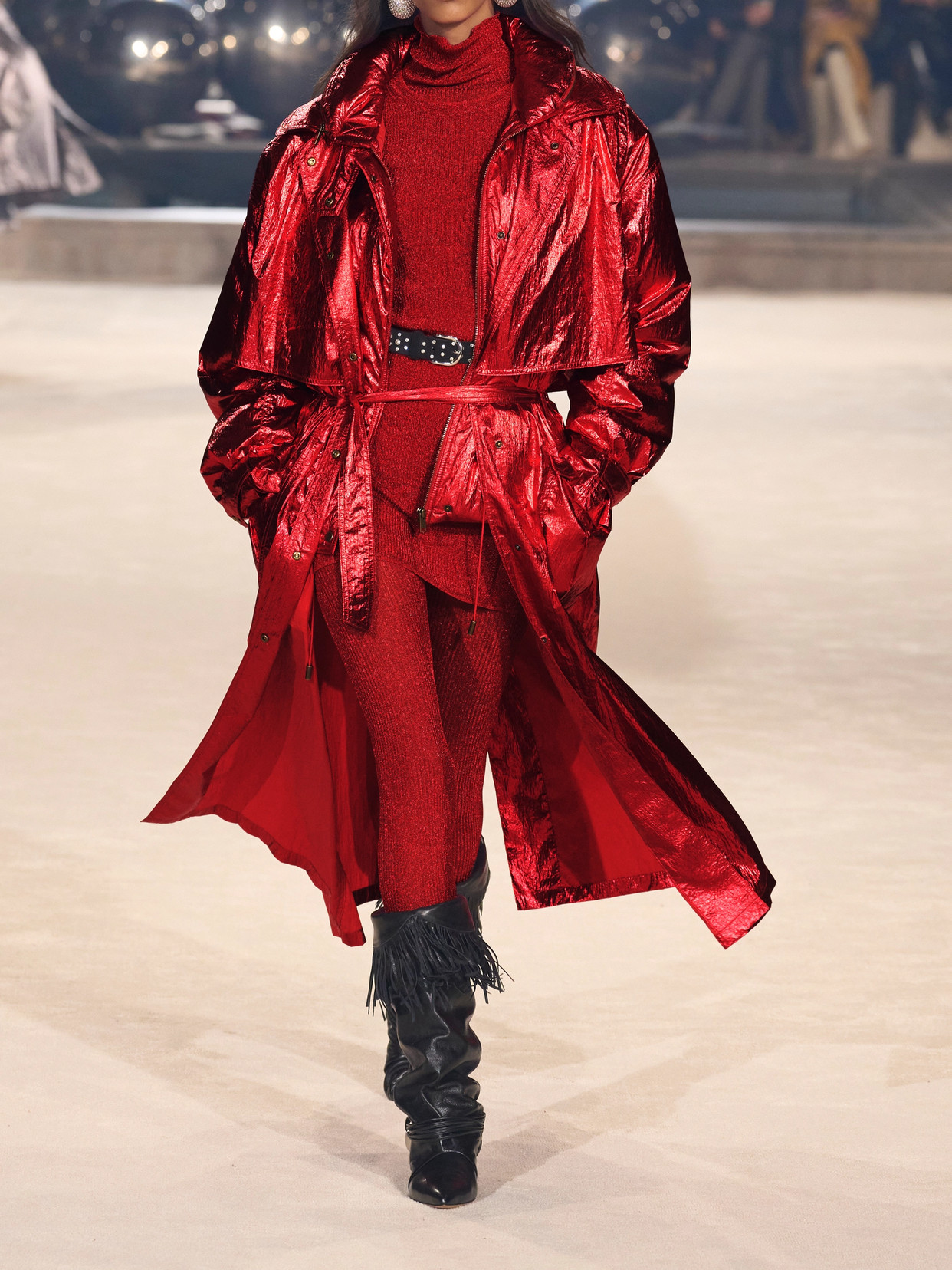 Isabel Marant Jaelis Metallic Ribbed-knit Turtleneck Sweater In Red