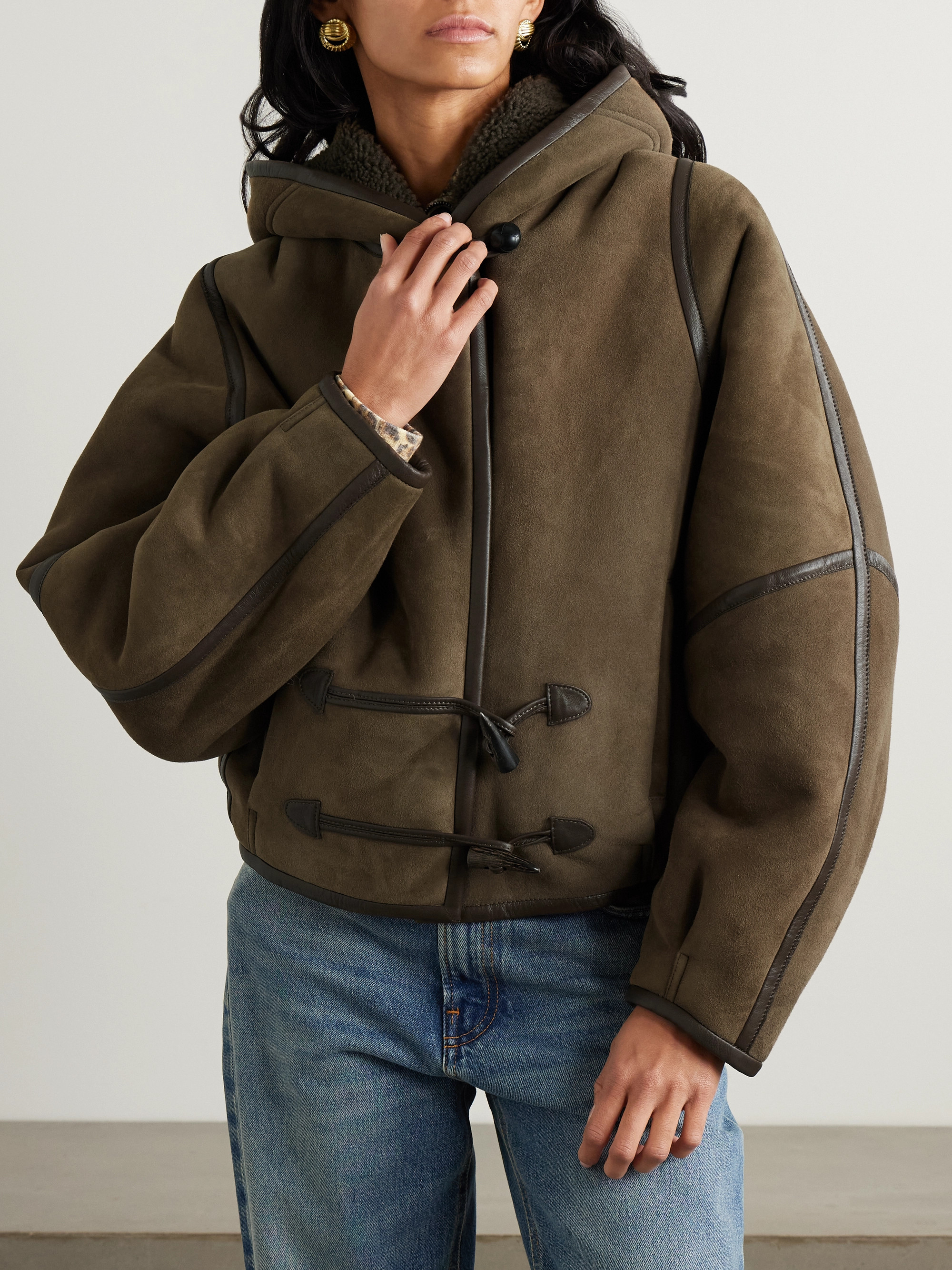Isabel Marant - Amiel oversized hooded leather-trimmed shearling