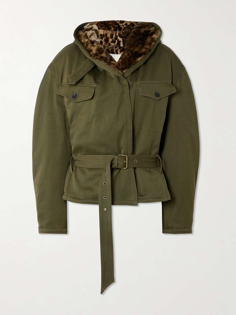 Isabel Marant Jerika Faux-fur Trimmed Belted Cotton-twill Jacket