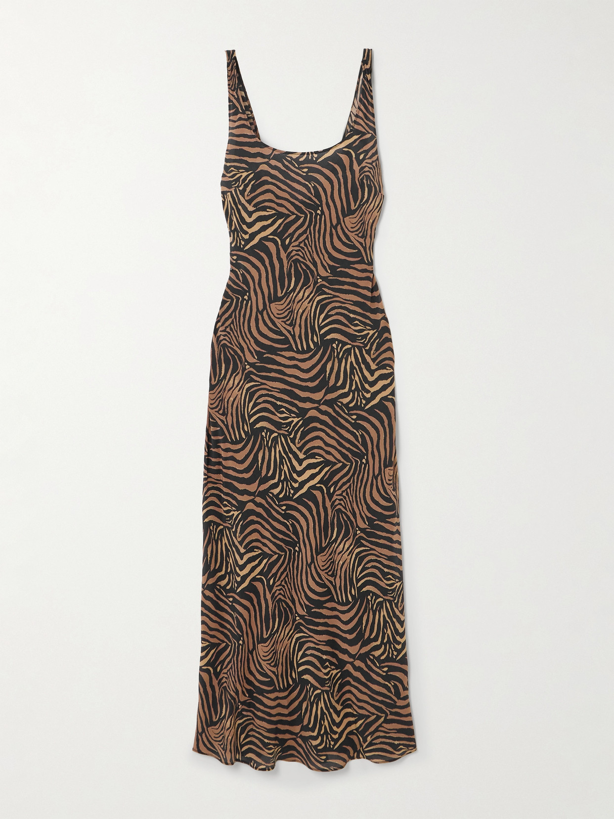 Rixo London Bondi Tiger-print Silk-satin Midi Dress In Animal Print