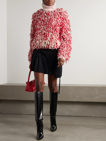Isabel Marant Moka fringed wool-blend bouclé tutleneck sweater