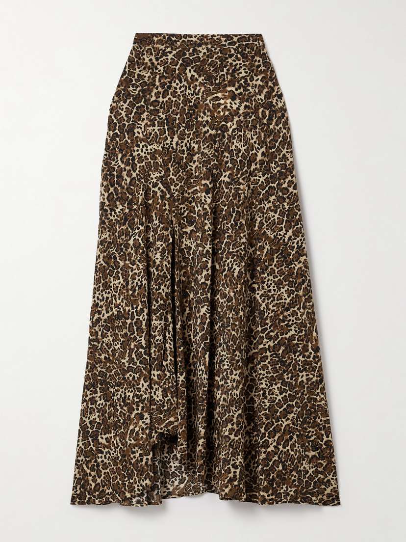 Isabel Marant Sakura Asymmetric Leopard-print Stretch-silk Skirt