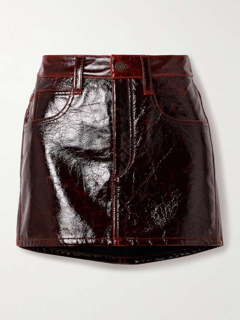 Isabel Marant Laviana Coated Crinkled Cotton-blend Mini Skirt