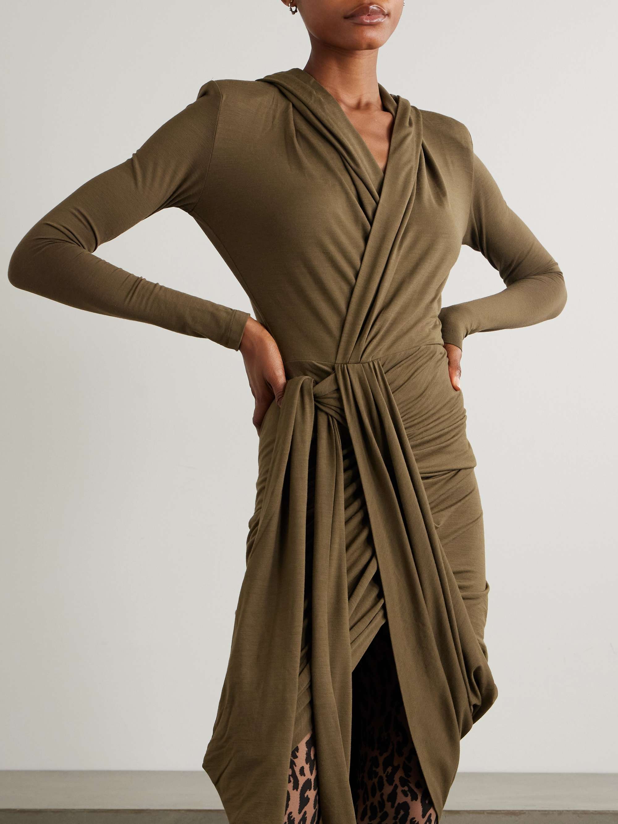 ISABEL MARANT Alixa jersey hooded midi wrap dress | NET-A-PORTER