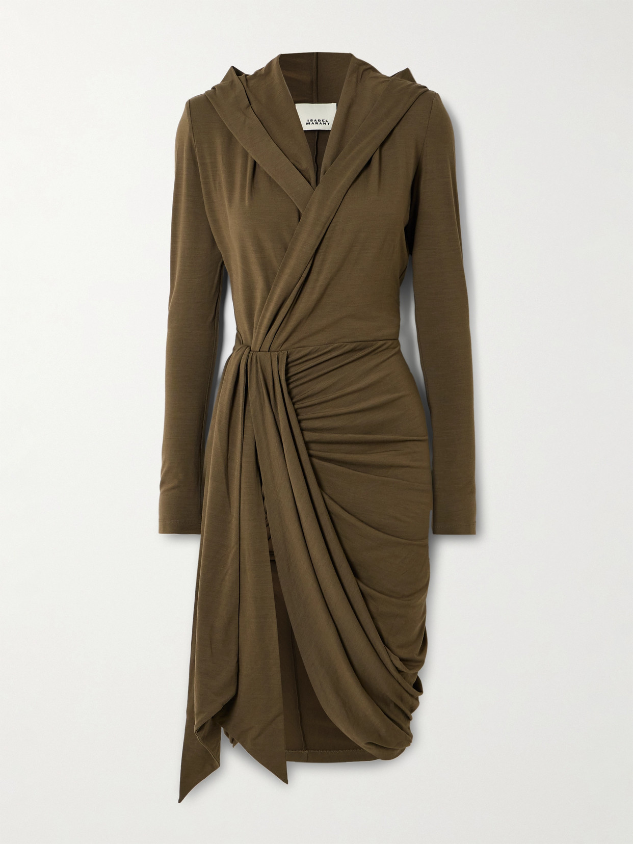 ISABEL MARANT ALIXA JERSEY HOODED MIDI WRAP DRESS