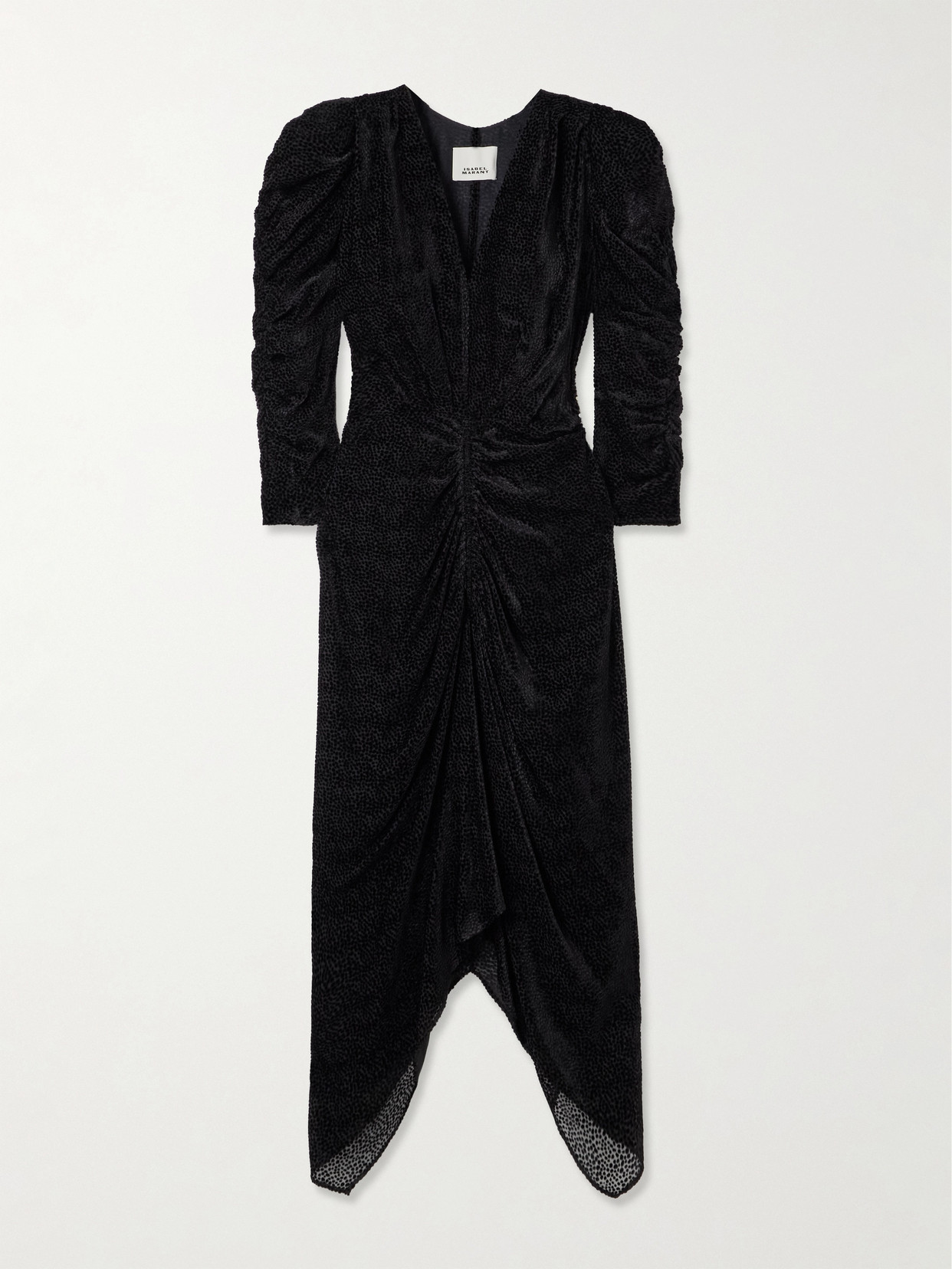 Isabel Marant Nemil Gathered Devoré-chiffon Silk-blend Midi Dress In Black