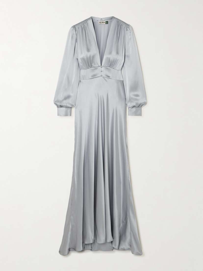 Rixo Emory Satin Maxi Dress - UK 20