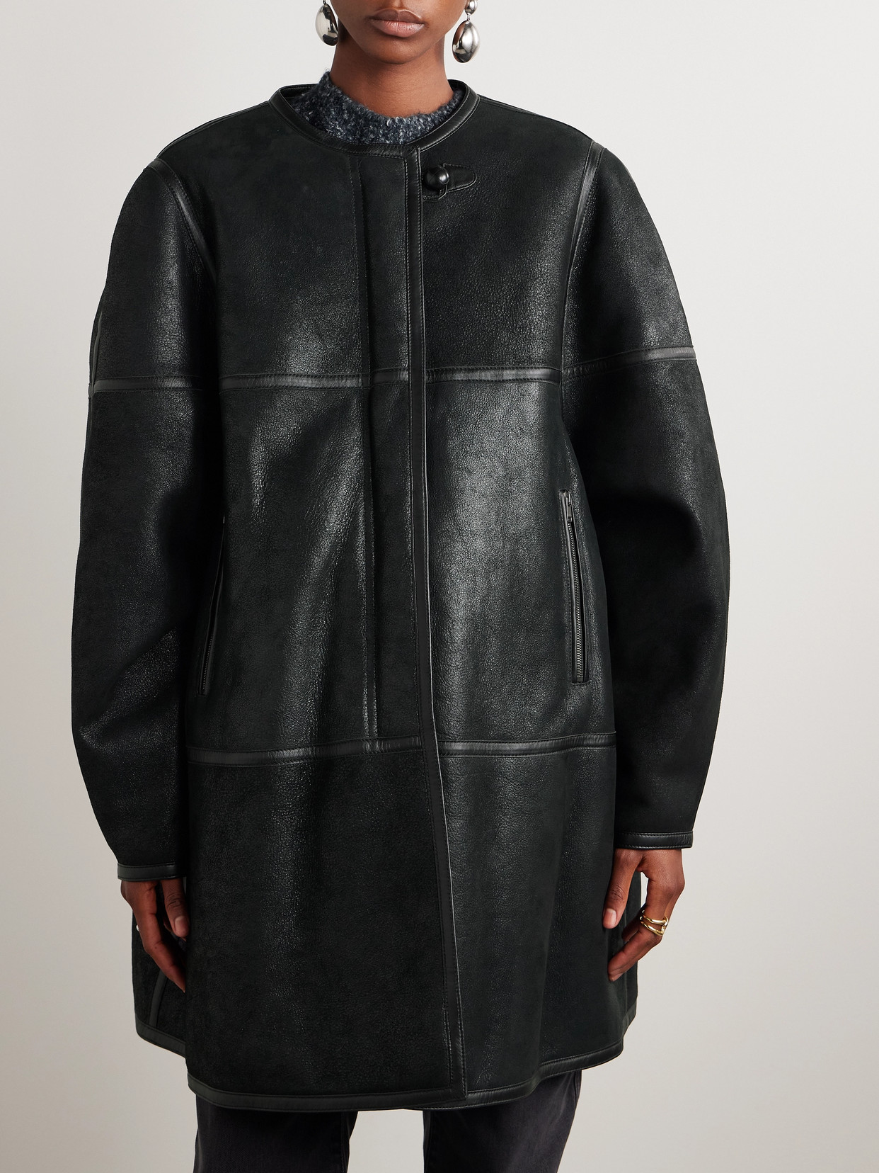 Isabel Marant Adael Shearling Coat In Black