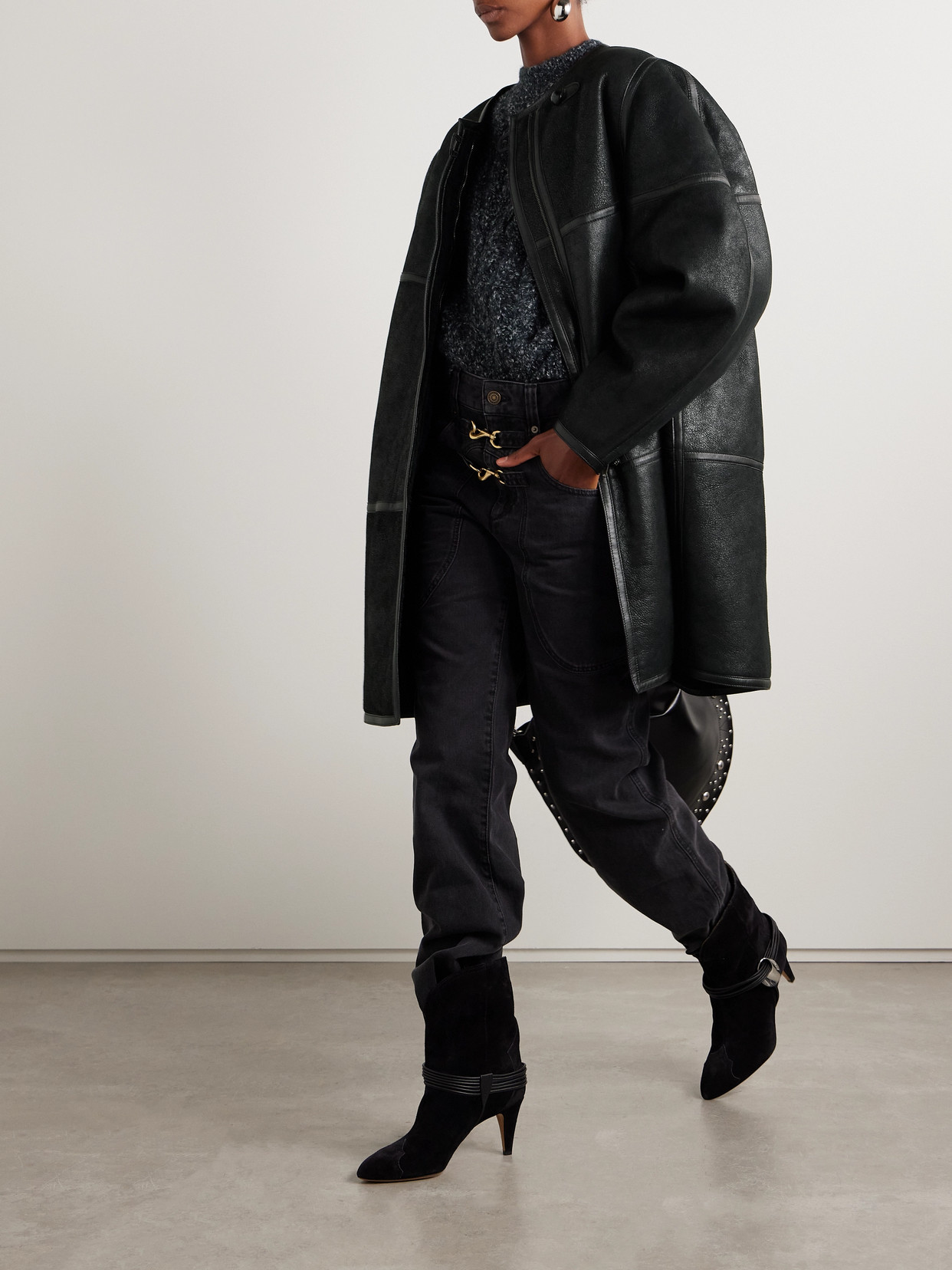 Isabel Marant Adael Shearling Coat In Black