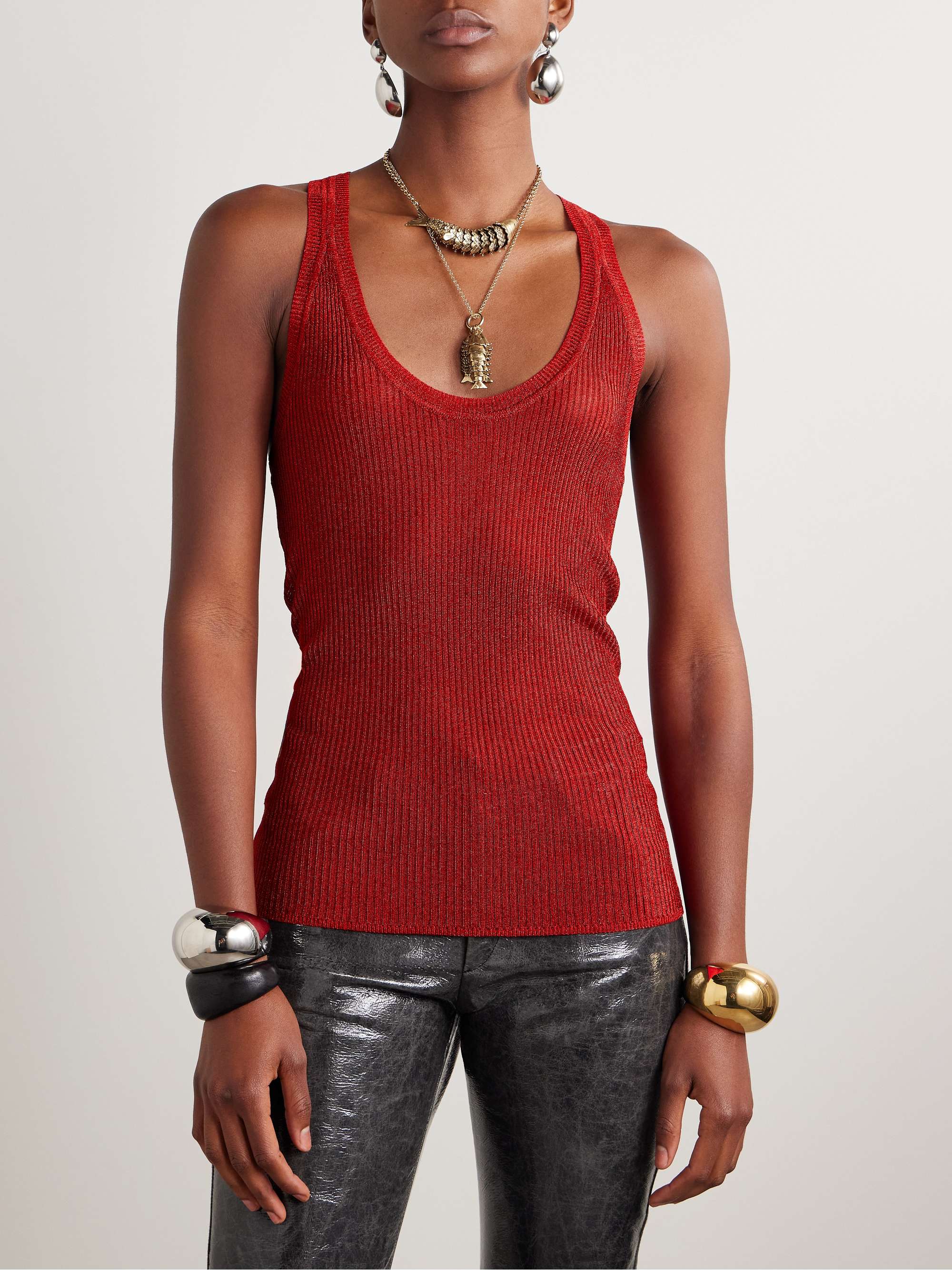 ISABEL MARANT Joely metallic ribbed-knit tank | NET-A-PORTER ISABEL MARANT Joely metallic ribbed-knit tank | NET-A-PORTER