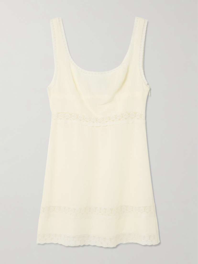 Rixo Ronan Lace-trimmed Crepe Mini Dress