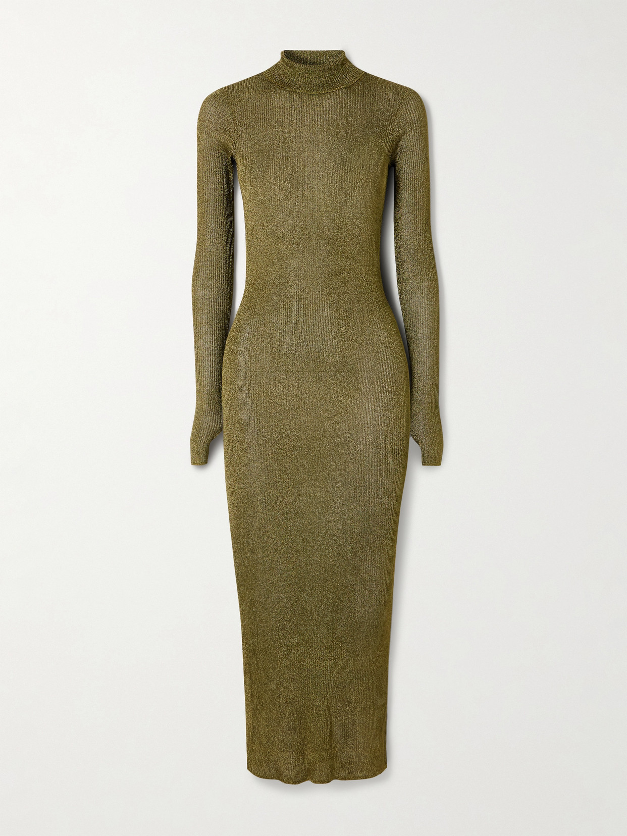 Isabel Marant - Josita Metallic Ribbed-knit Turtleneck Midi Dress - Green