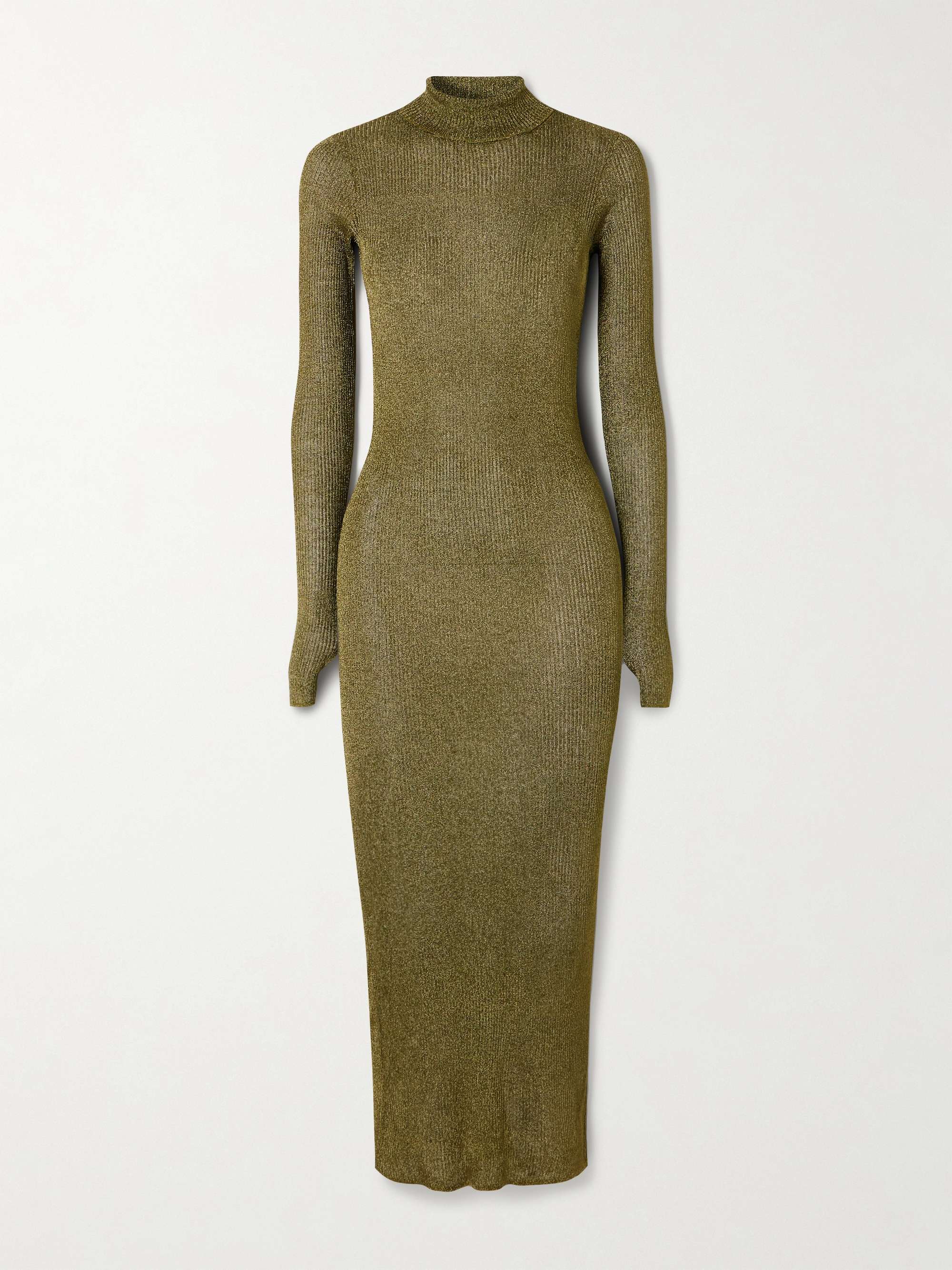 ISABEL MARANT Josita metallic ribbed knit turtleneck midi dress NET A PORTER