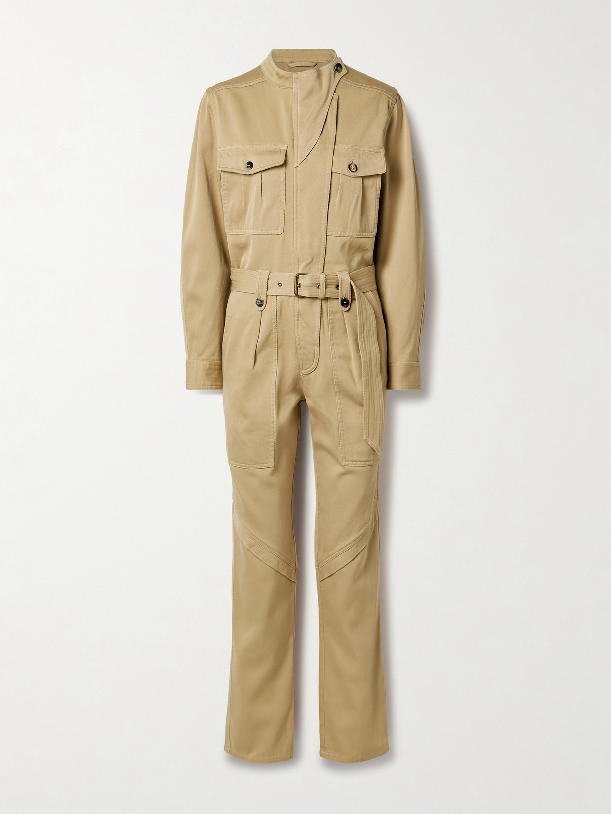 Shop Isabel Marant Jelica Belted Cotton-twill Jumpsuit In Neutrals