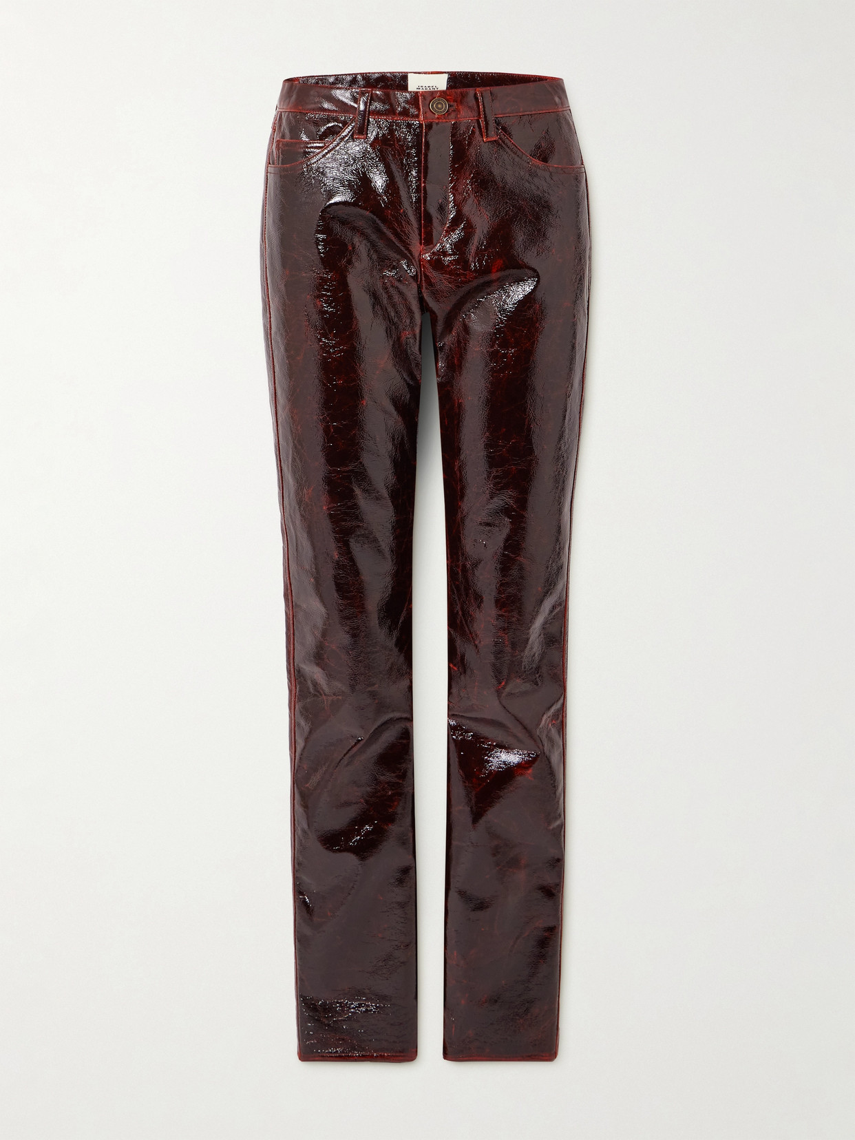 Isabel Marant - Slim-leg Crinkled Cotton-blend Vinyl Pants - Burgundy