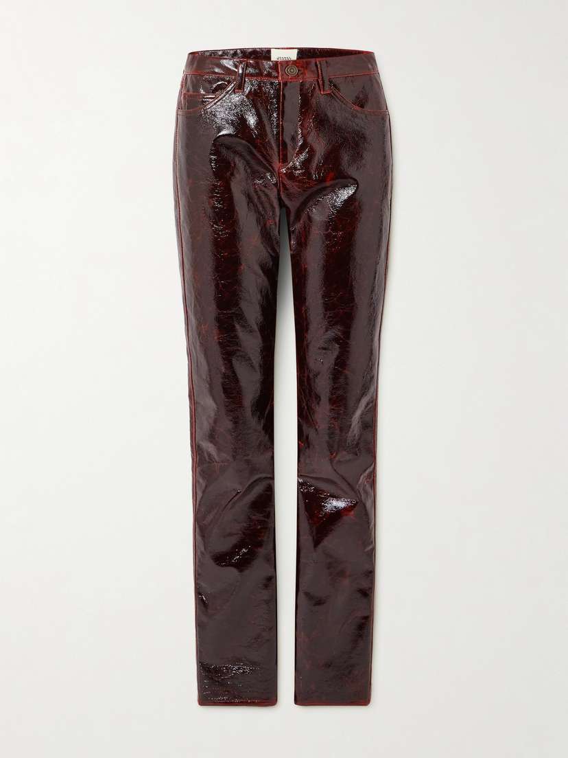 Isabel Marant Slim-leg Crinkled Cotton-blend Vinyl Pants