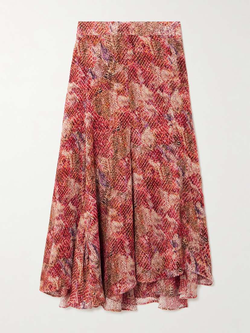 Isabel Marant Hortensia Asymmetric Snake-print Silk-blend Devoré-velvet Skirt