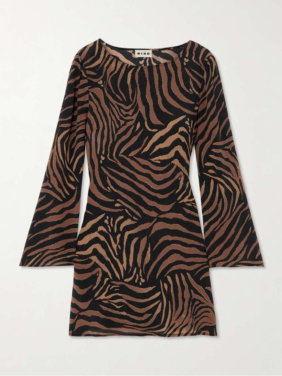 ridley tiger-print silk crepe de chine mini dress