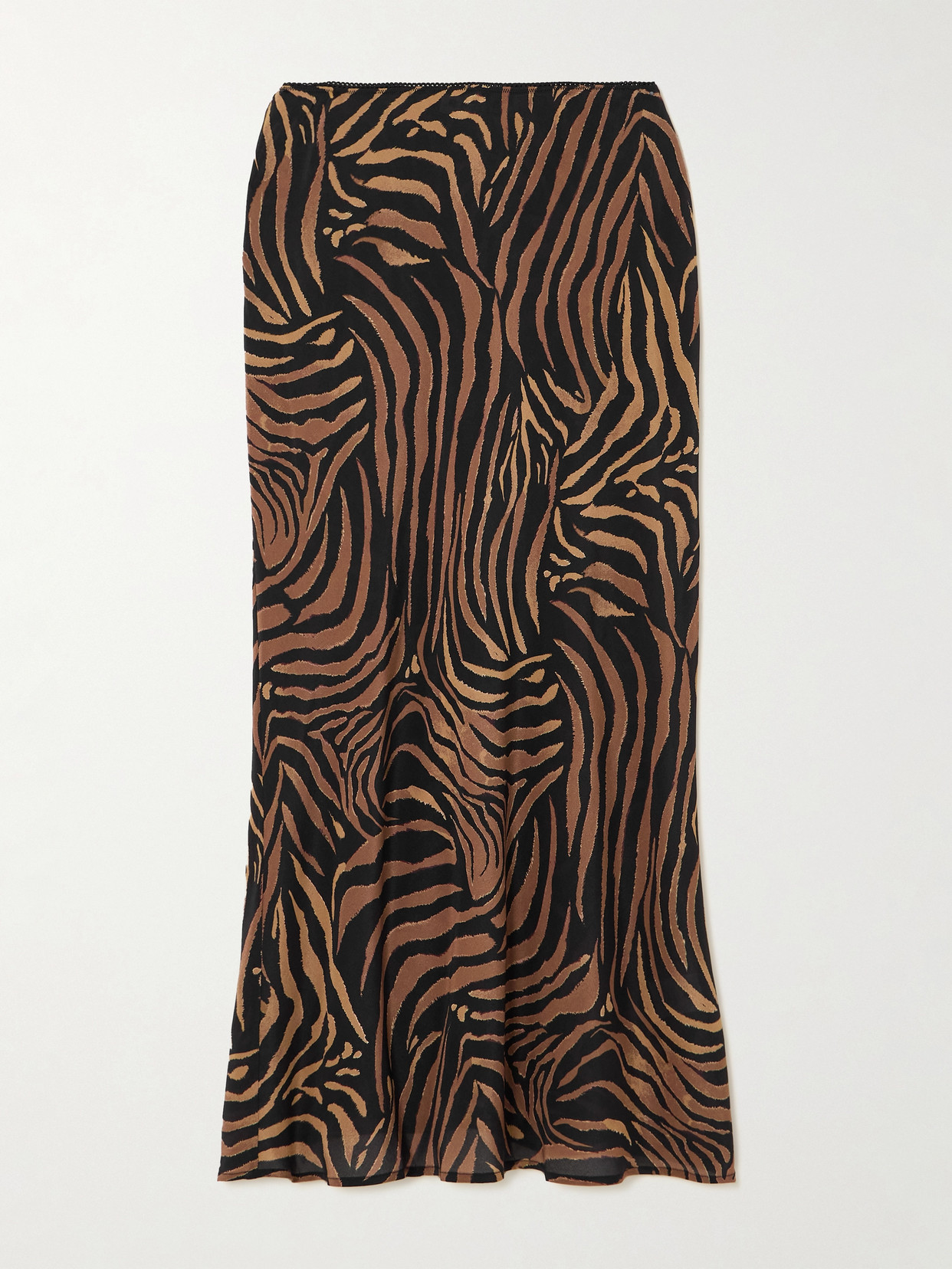 Rixo London Ardith Tiger-print Silk-satin Midi Skirt In Animal Print