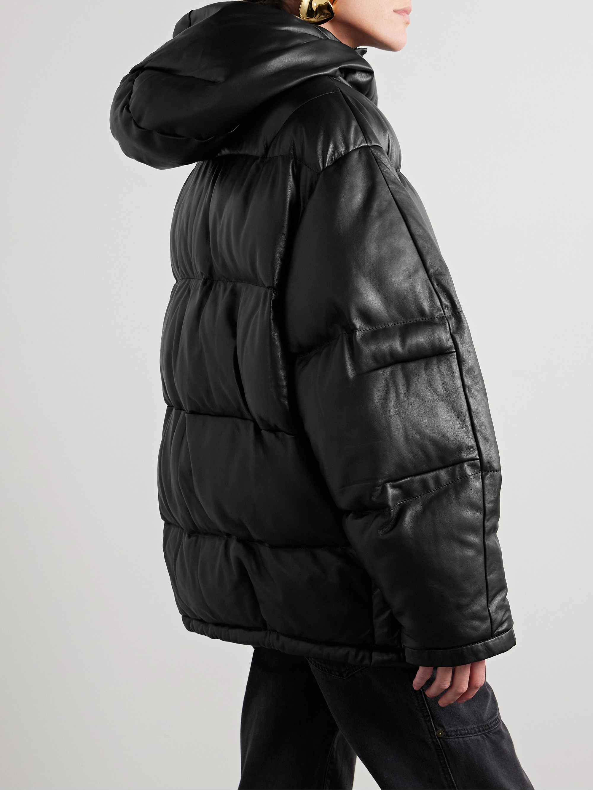 Isabel Marant Kelori hooded padded quilted leather coat thumbnail