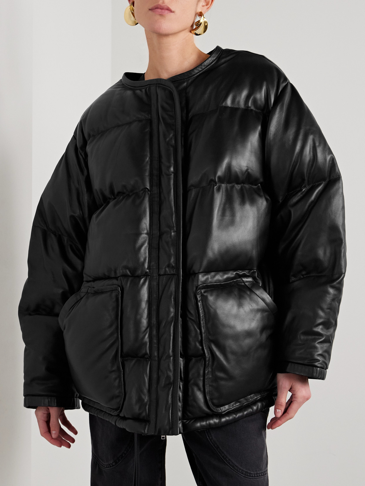 Isabel Marant Kelori Hooded Padded Quilted Leather Coat In Black